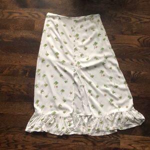 Palm Tree Midi Skirt, Size Medium